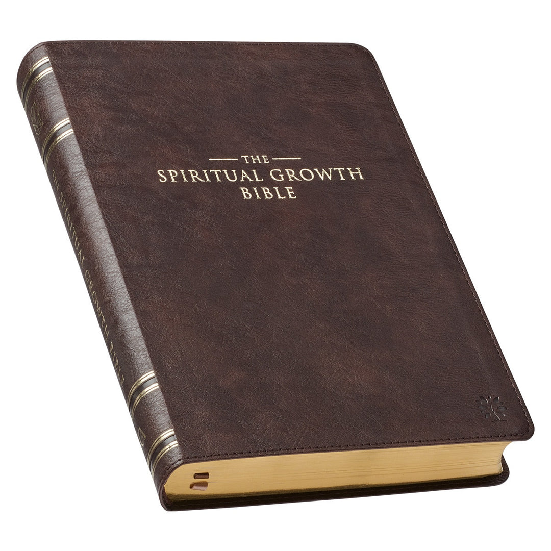 Espresso Brown Faux Leather Spiritual Growth Bible