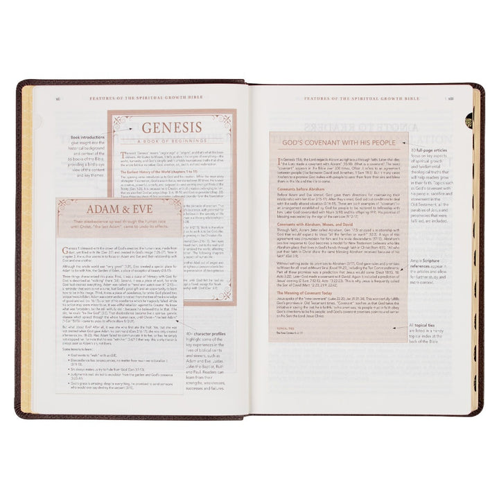 Espresso Brown Faux Leather Spiritual Growth Bible