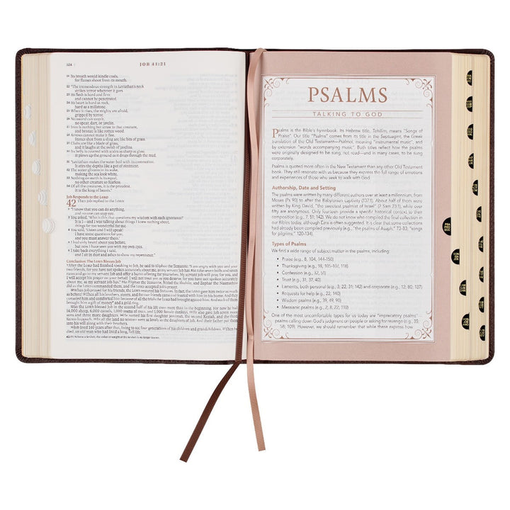 Espresso Brown Faux Leather Spiritual Growth Bible