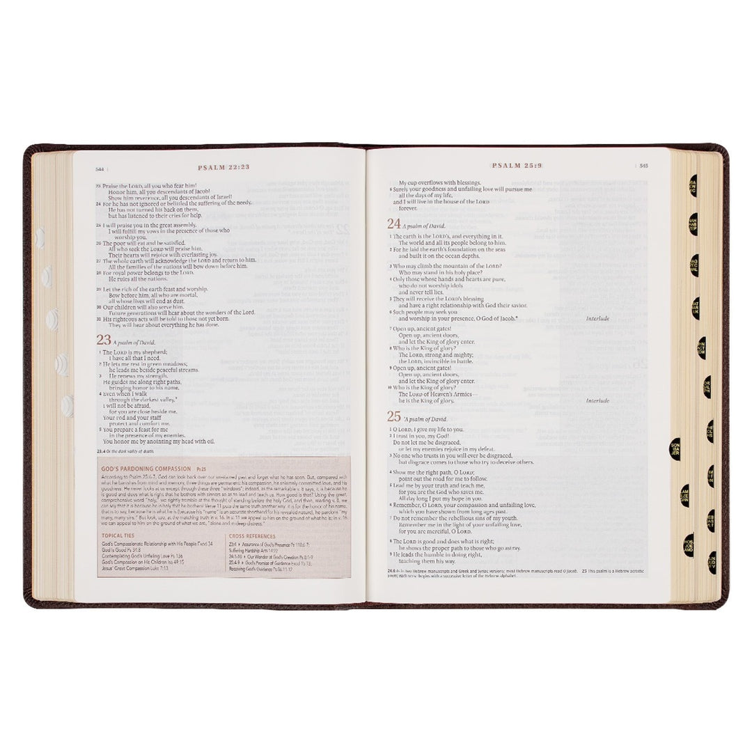 Espresso Brown Faux Leather Spiritual Growth Bible