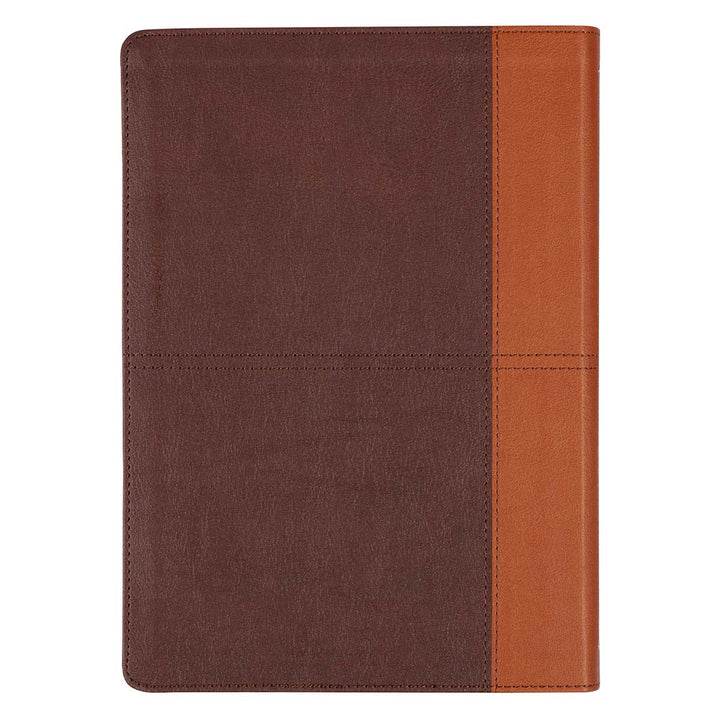 Two-tone Espresso and Toffee Brown Faux Leather Spiritual Growth Bible