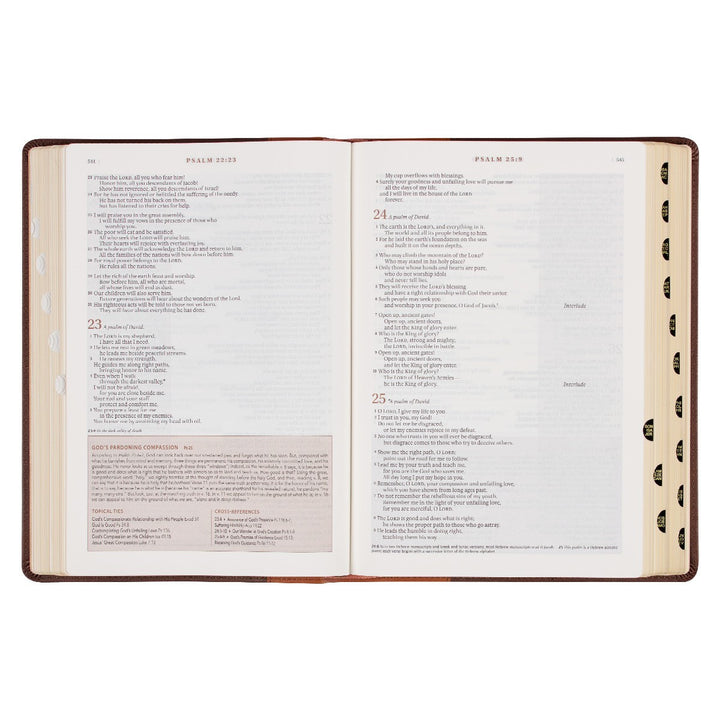 Two-tone Espresso and Toffee Brown Faux Leather Spiritual Growth Bible