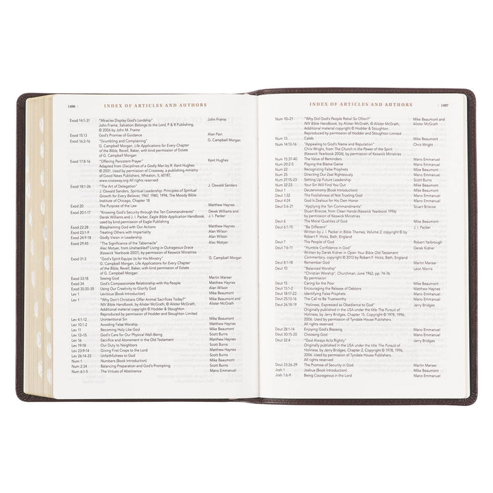 Brown Full Grain Leather Spiritual Growth Bible