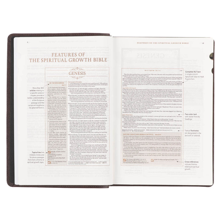 Brown Full Grain Leather Spiritual Growth Bible