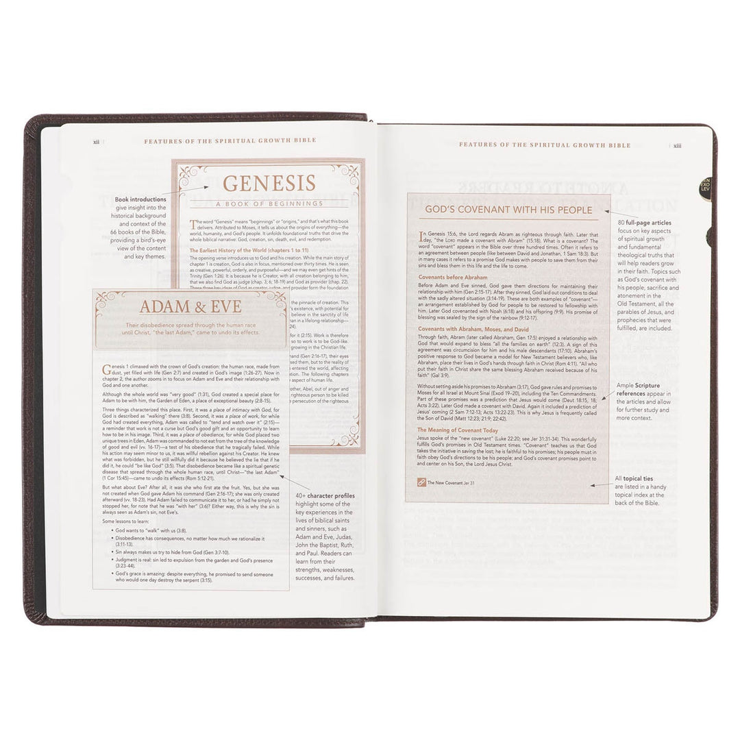 Brown Full Grain Leather Spiritual Growth Bible