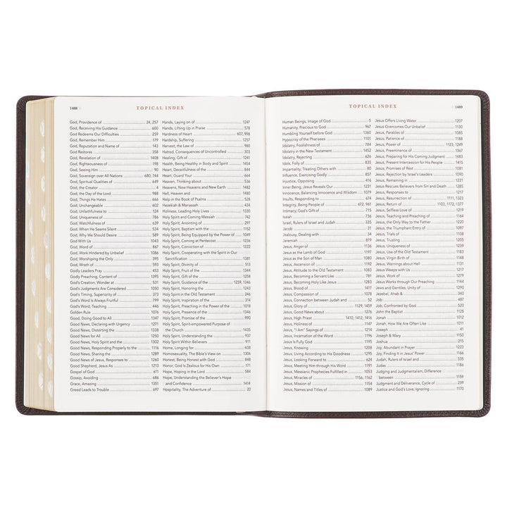 Brown Full Grain Leather Spiritual Growth Bible