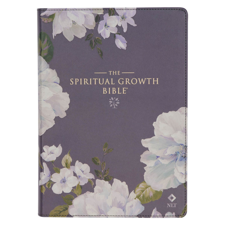 Slate-colored Floral Print Faux Leather Spiritual Growth Bible