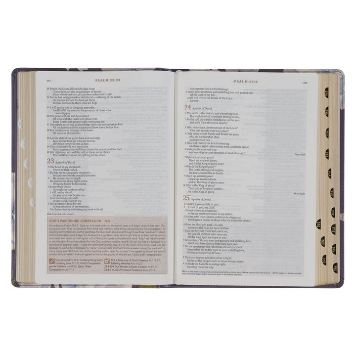 Slate-colored Floral Print Faux Leather Spiritual Growth Bible