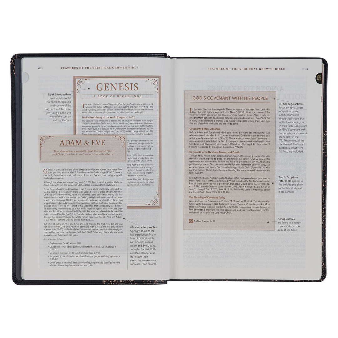 Midnight Blue Faux Leather Spiritual Growth Bible