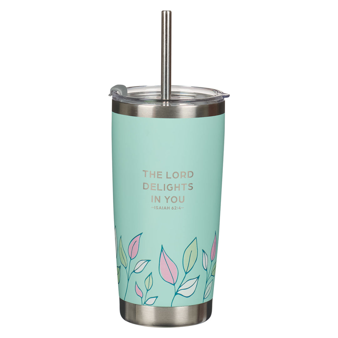 Forever My Friend Green Stainless Steel Travel Tumbler with Straw - Isaiah 62:4