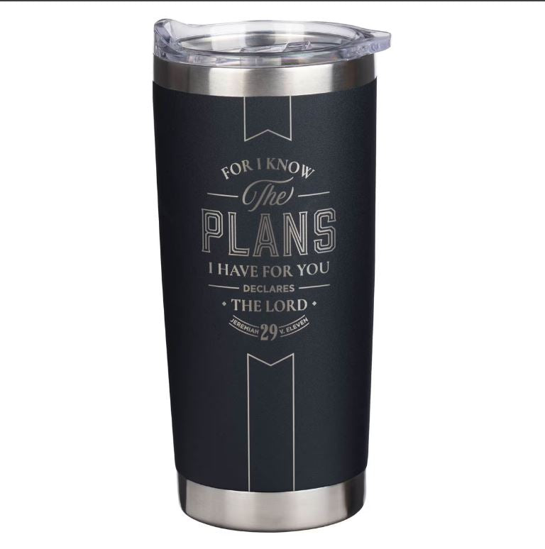 The Plans Black Stainless Steel Travel Tumbler - Jeremiah 29:11