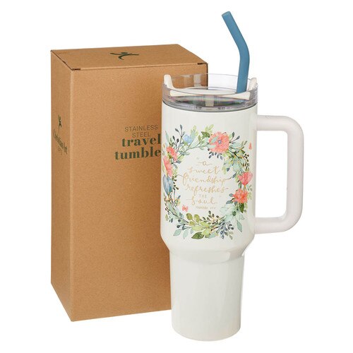 Sweet Friendship Stainless 40 oz Stainless Steel Tumbler with Straw - 27:9