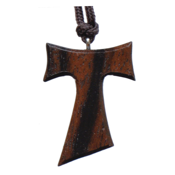 1" Tau Jujube Wood Cross Necklace