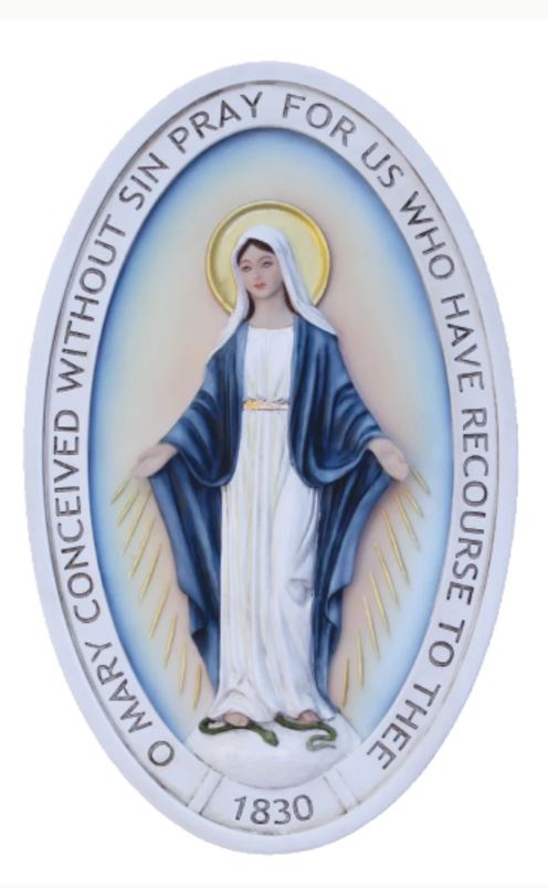 8" Hand-Painted Miraculous Medal Plaque