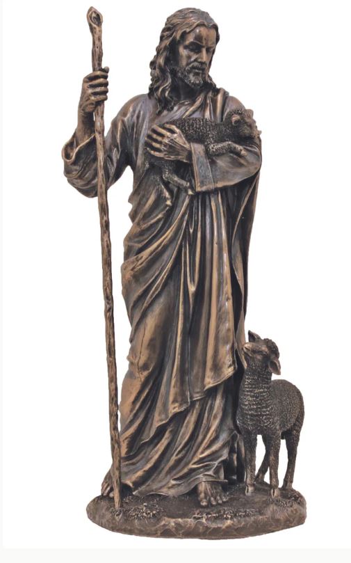 11.5" Good Shepherd Statue in Cold Cast Bronze