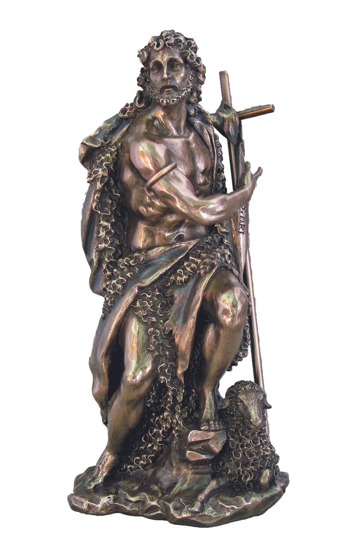 9.5" Lightly Hand-painted St. John the Baptist Bronze Statue