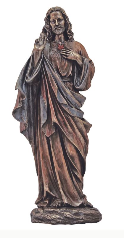 10" Sacred Heart of Jesus in Cold Cast Bronze Statue