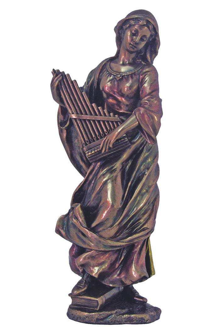 St. Cecilia Lightly Hand-painted Bronze Statue