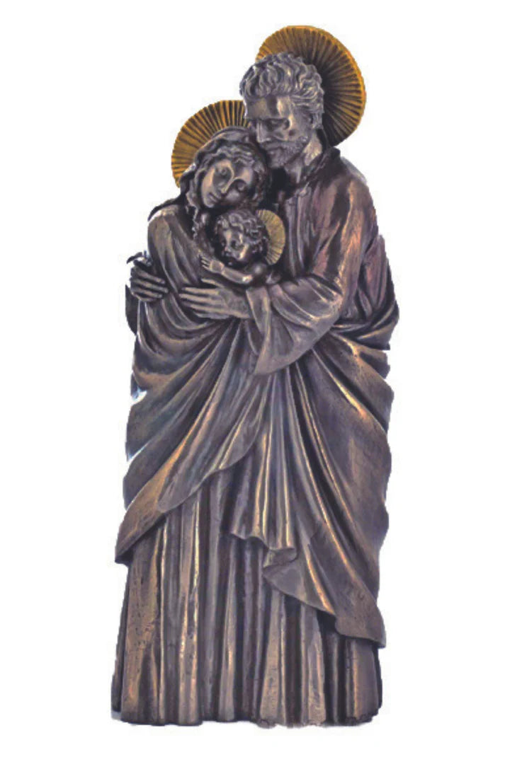 10" Holy Family in lightly hand-painted cold cast bronze