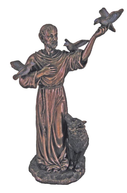 10" St. Francis with Animals in Cold Cast Bronze Statue