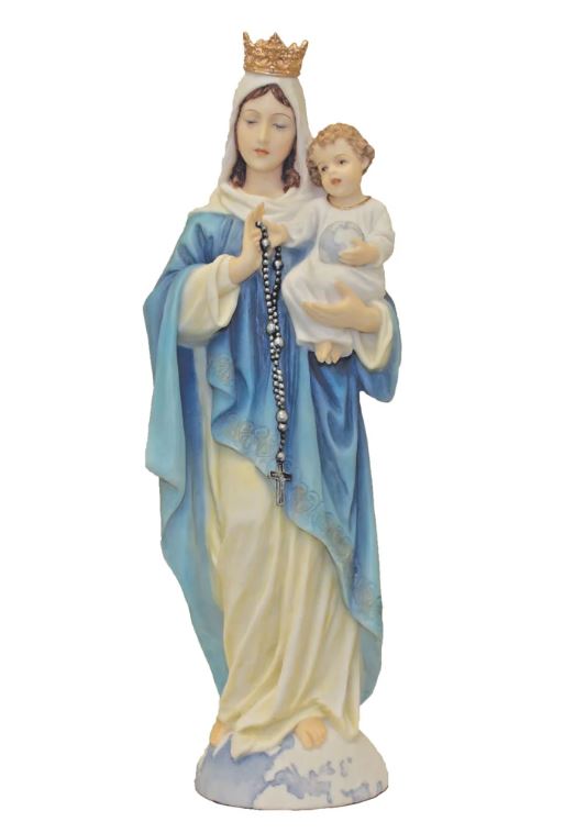 10" Our Lady of the Rosary Hand Painted Statue