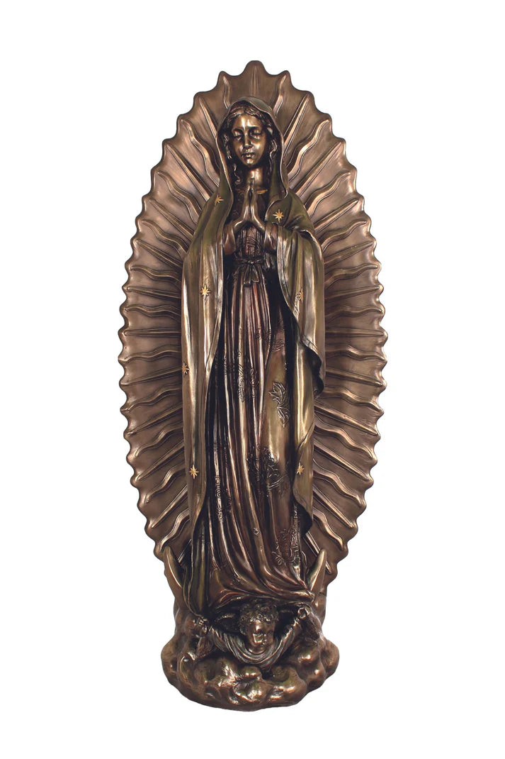 27" Lightly Hand-painted Our Lady of Guadalupe Bronze Statue