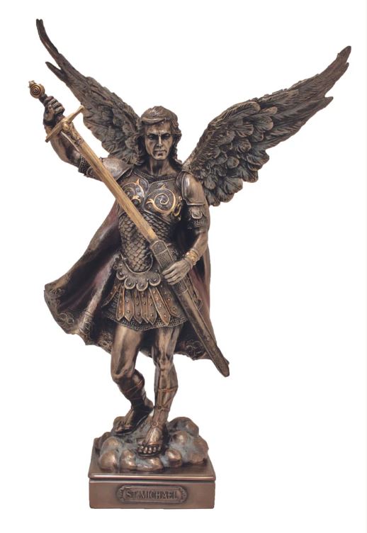 14" St. Michael with Sword in Cold Cast Statue