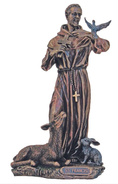 8.5" St. Francis with Animals in Cold Cast Bronze Statue