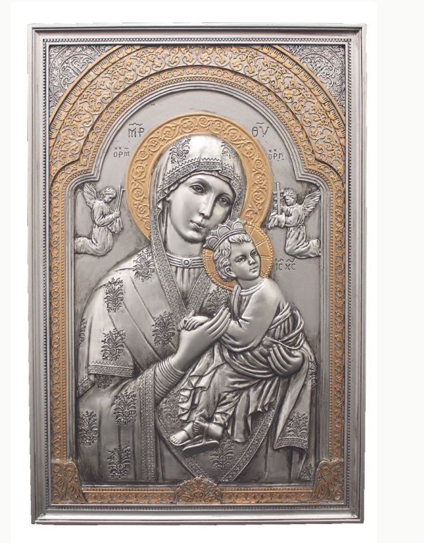 9" Pewter Our Lady of Perpetual Help Plaque