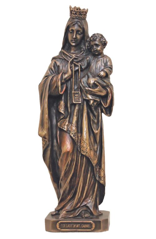 10" Our Lady of Mt. Carmel in Cold Cast Bronze Statue