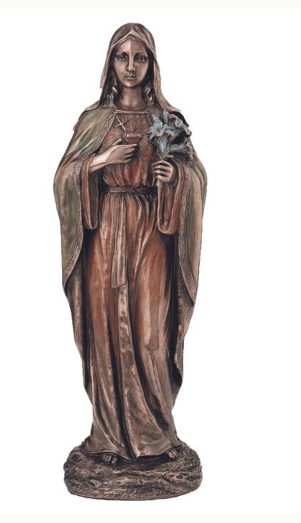 10" Immaculate Heart of Mary in Cold Cast Bronze