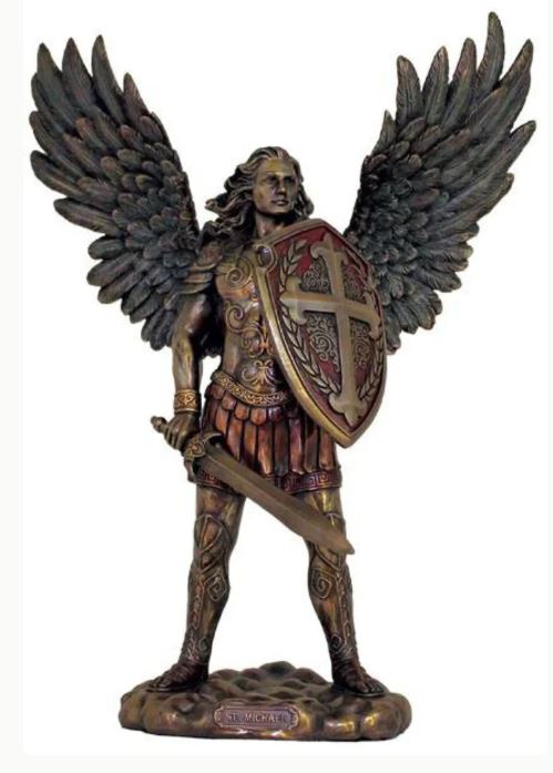 11" St. Michael Sword and Shield in Cold Cast Bronze