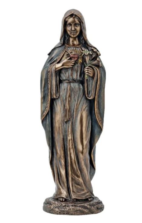 8" Immaculate Heart of Mary Statue in Cold Cast Bronze