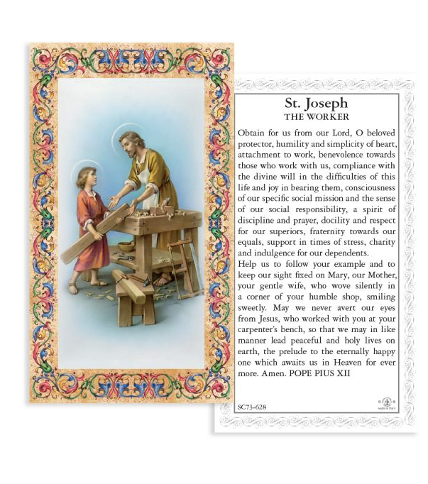 4" Cold Cast Resin Hand Painted Statue of Saint Joseph the Worker in a Deluxe Window Box