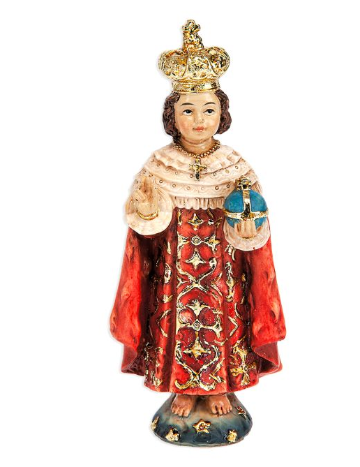 4" Cold Cast Resin Hand Painted Statue of the Infant Jesus of Prague in a Deluxe Window Box