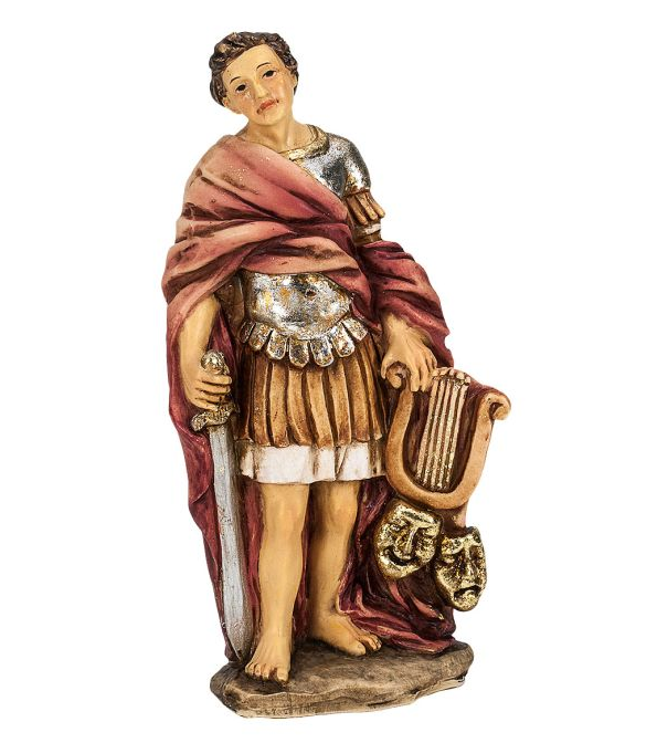 4" Cold Cast Resin Hand Painted Statue of Saint Genesius in a Deluxe Window Box