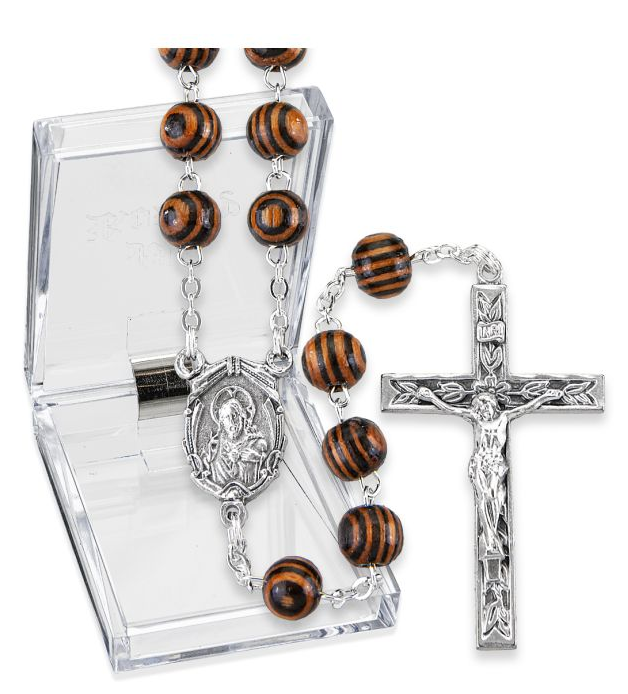 7mm Brown Zebrawood Bead Rosary