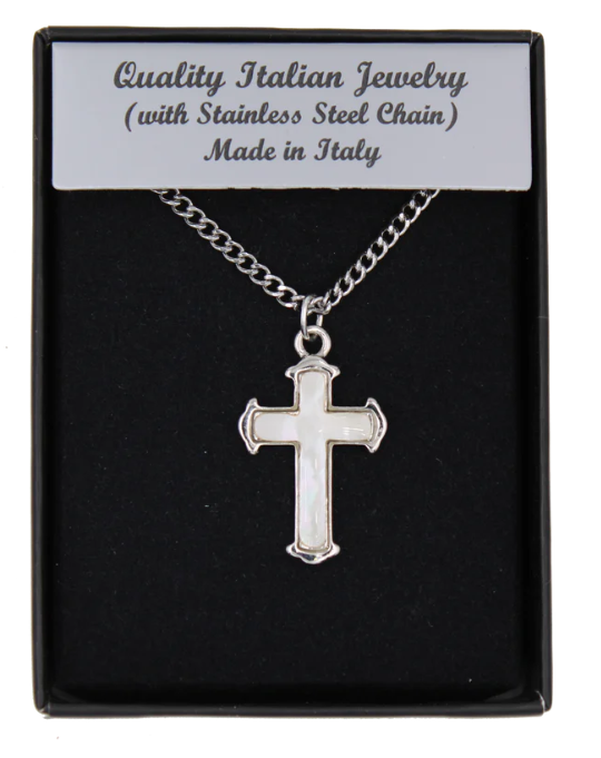 18" Mother of Pearl Cross Necklace