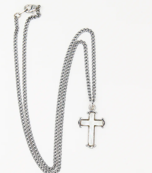 18" Mother of Pearl Cross Necklace