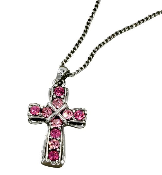18" Rhinestone Cross Necklace Boxed