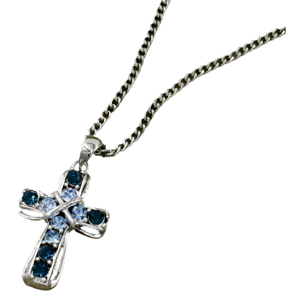 18" Rhinestone Cross Necklace Boxed