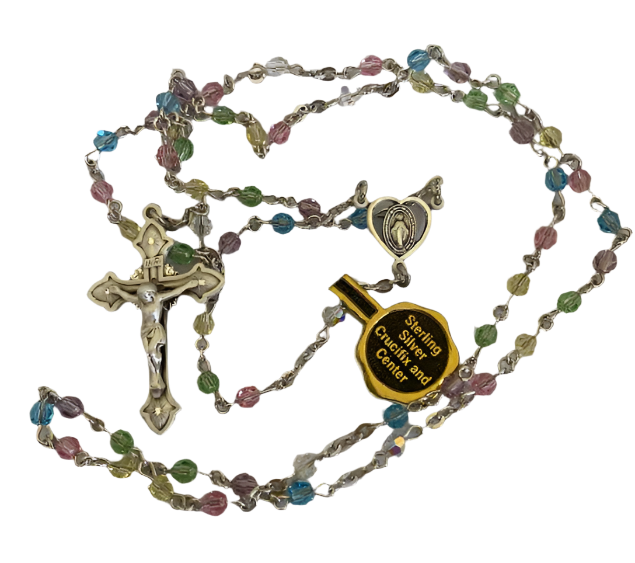 4mm Finest Austrian Crystal Multi Color Rosary with Sterling Silver