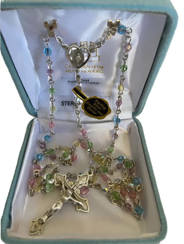 4mm Finest Austrian Crystal Multi Color Rosary with Sterling Silver