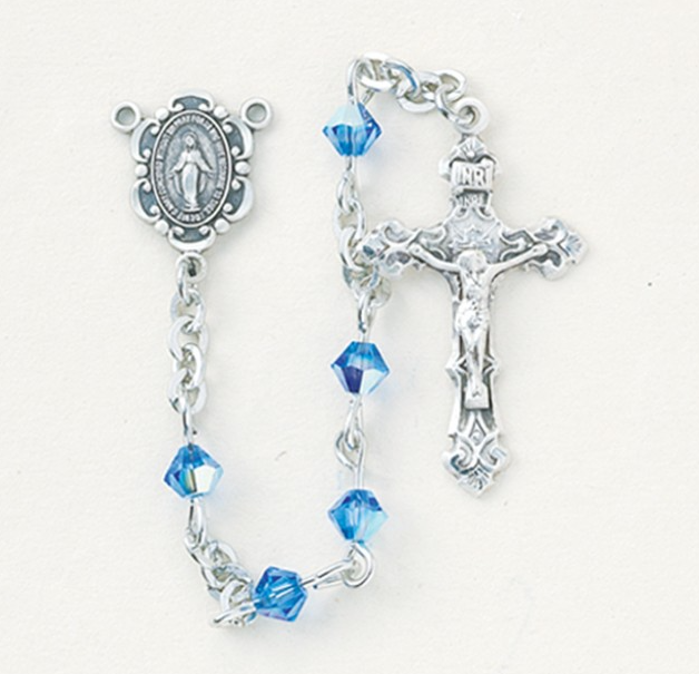 4mm Finest Sapphire Rondell Rosary with Sterling Silver