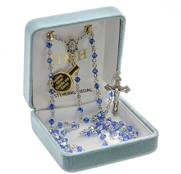 4mm Finest Sapphire Rondell Rosary with Sterling Silver