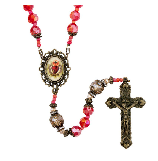 8mm Red Aurora Borealis Crystal Sacrificial Love Rosary