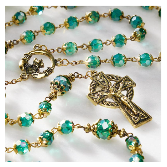 8mm Green Aurora Borealis Saint Patrick's Legacy Rosary