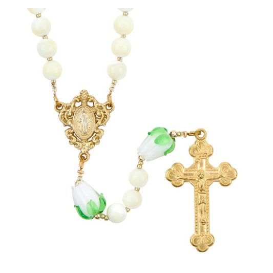 8mm Mother of Pearl Eternal Life Rosary