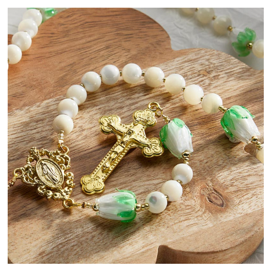 8mm Mother of Pearl Eternal Life Rosary