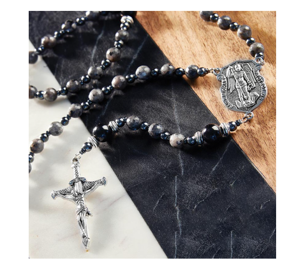 8mm Labradorite Onyx Spiritual Guardian Rosary